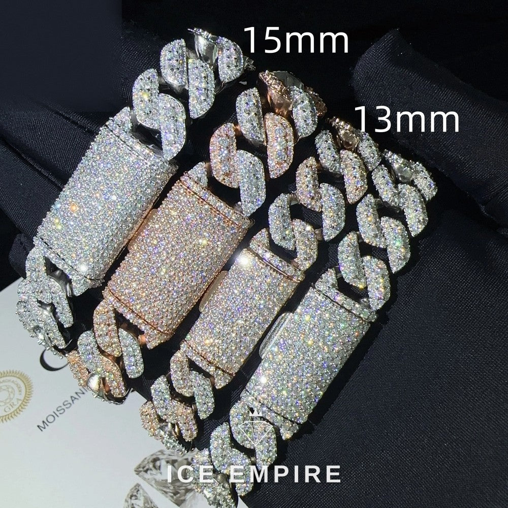 Iced Out Rose Gold Plated Moissanite Cuban Chain