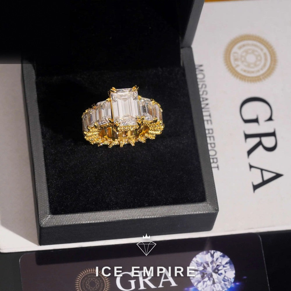Iced Out Rose Gold Plated Moissanite Engagement Ring