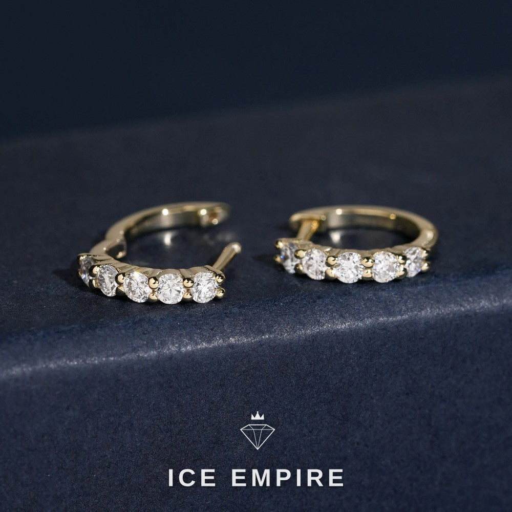 Iced Out Rose Gold Plated Lab Grown Diamond Hoop Earrings
