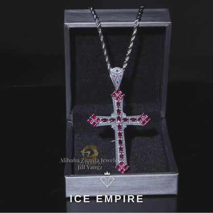 Iced Out Cross 925 Silver Pendant