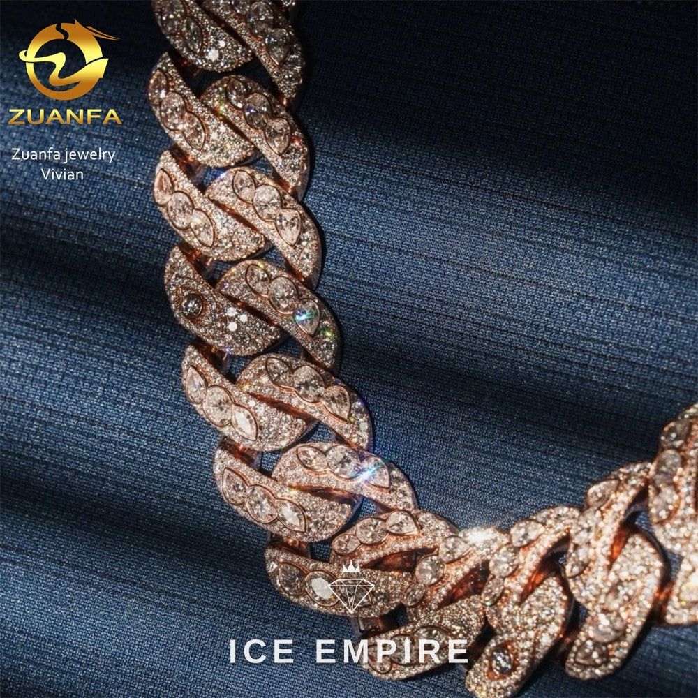 Iced Out Rose Gold Plated Moissanite Cuban Chain