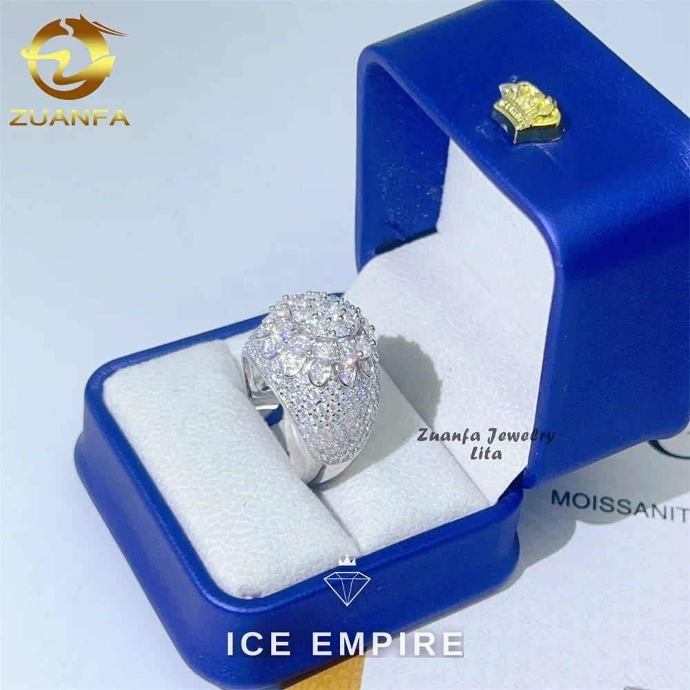 Iced Out 925 Silver Moissanite Ring