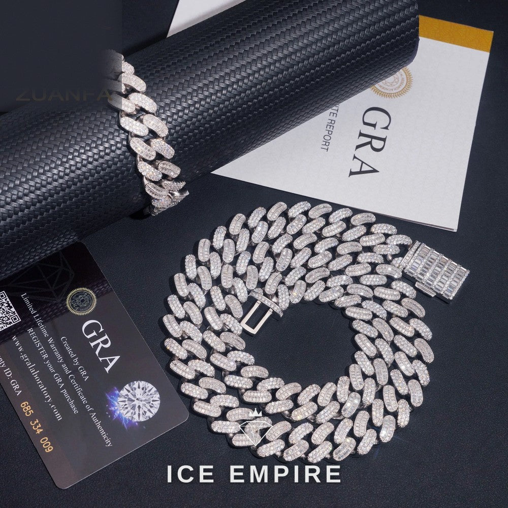 Iced Out 925 Silver Moissanite Cuban Chain