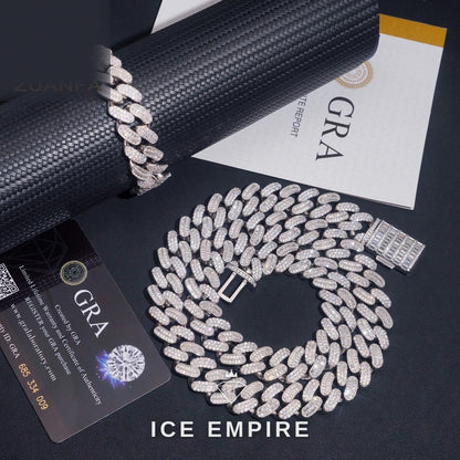 Iced Out 925 Silver Moissanite Cuban Chain