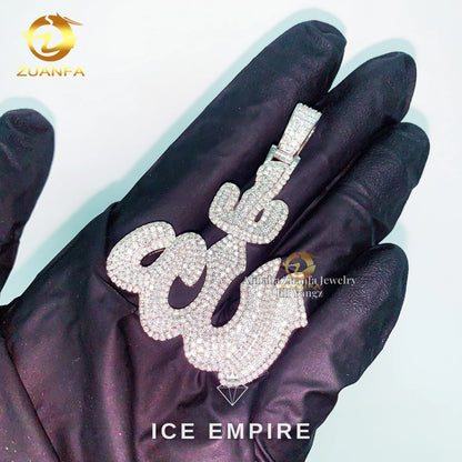 Iced Out Baguette 925 Silver Moissanite Pendant