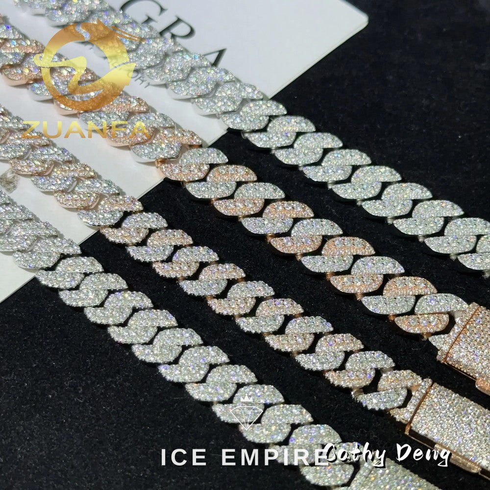 Iced Out Rose Gold Plated Moissanite Cuban Chain