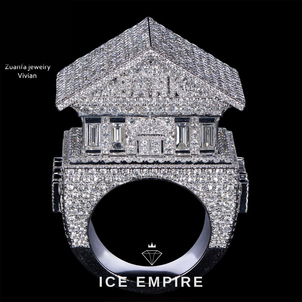 Iced Out 925 Silver Moissanite Ring
