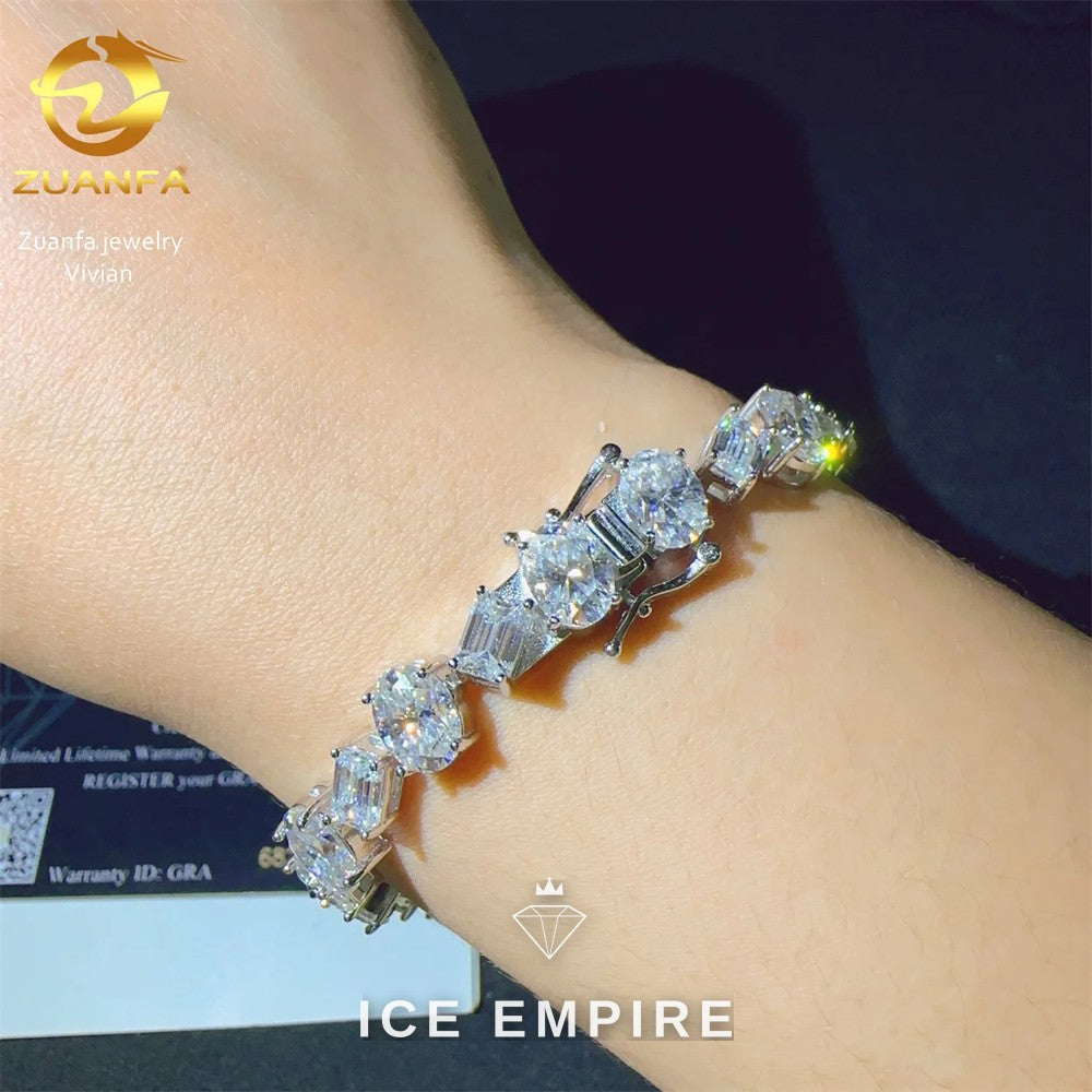 Iced Out 925 Silver Moissanite Tennis Chain