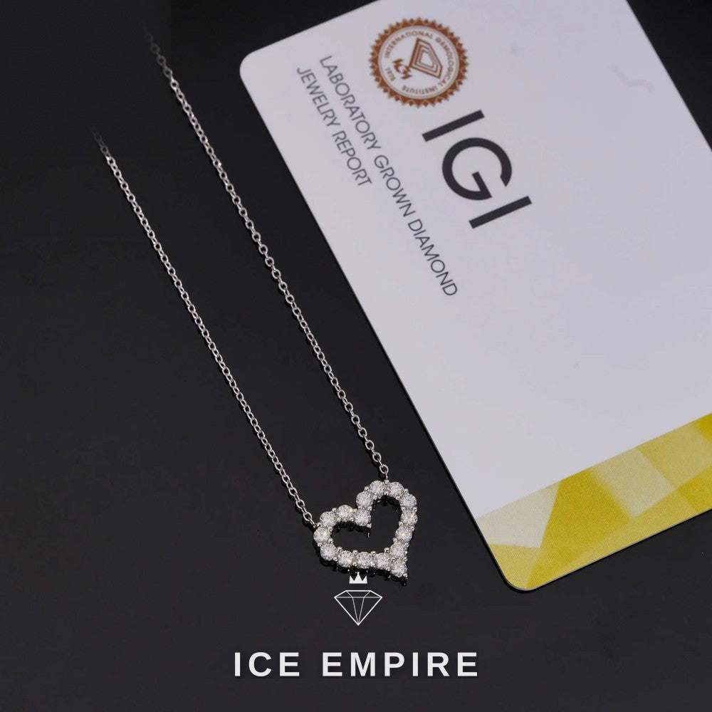Iced Out Heart 925 Silver Lab Grown Diamond Pendant