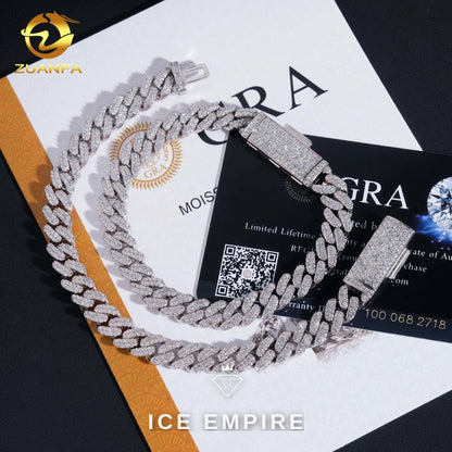 Iced Out 925 Silver Moissanite Cuban Chain