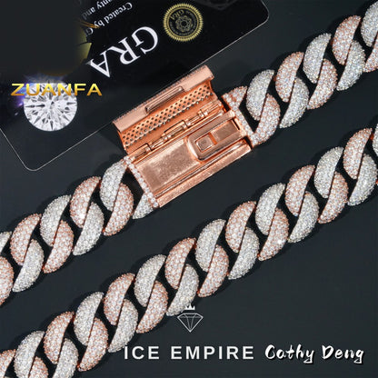 Iced Out Rose Gold Plated Moissanite Cuban Chain