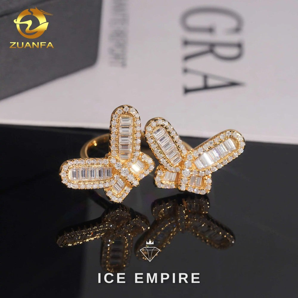 Iced Out Baguette Gold Plated Moissanite Ring