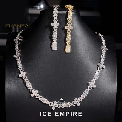 Iced Out Cross Rose Gold Plated Moissanite Cuban Chain