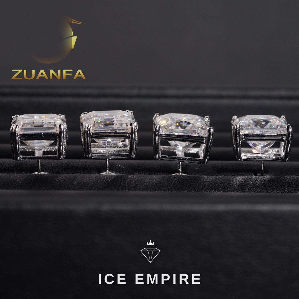 Iced Out Rose Gold Plated Moissanite Stud Earrings