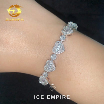 Iced Out Baguette 925 Silver Moissanite Cuban Chain
