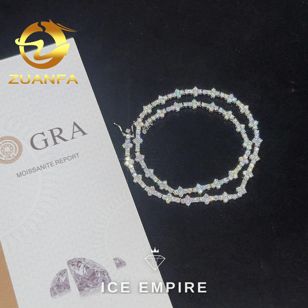 Iced Out Cross Rose Gold Plated Moissanite Cuban Chain