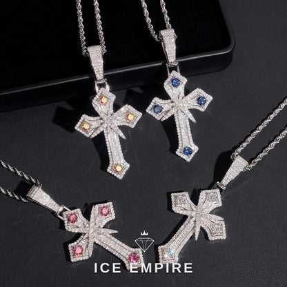 Iced Out Cross Rose Gold Plated Moissanite Pendant