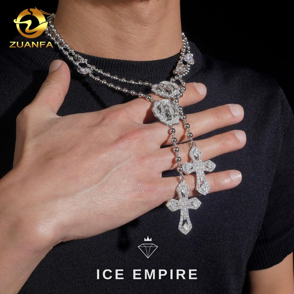 Iced Out Cross 925 Silver Moissanite Chain