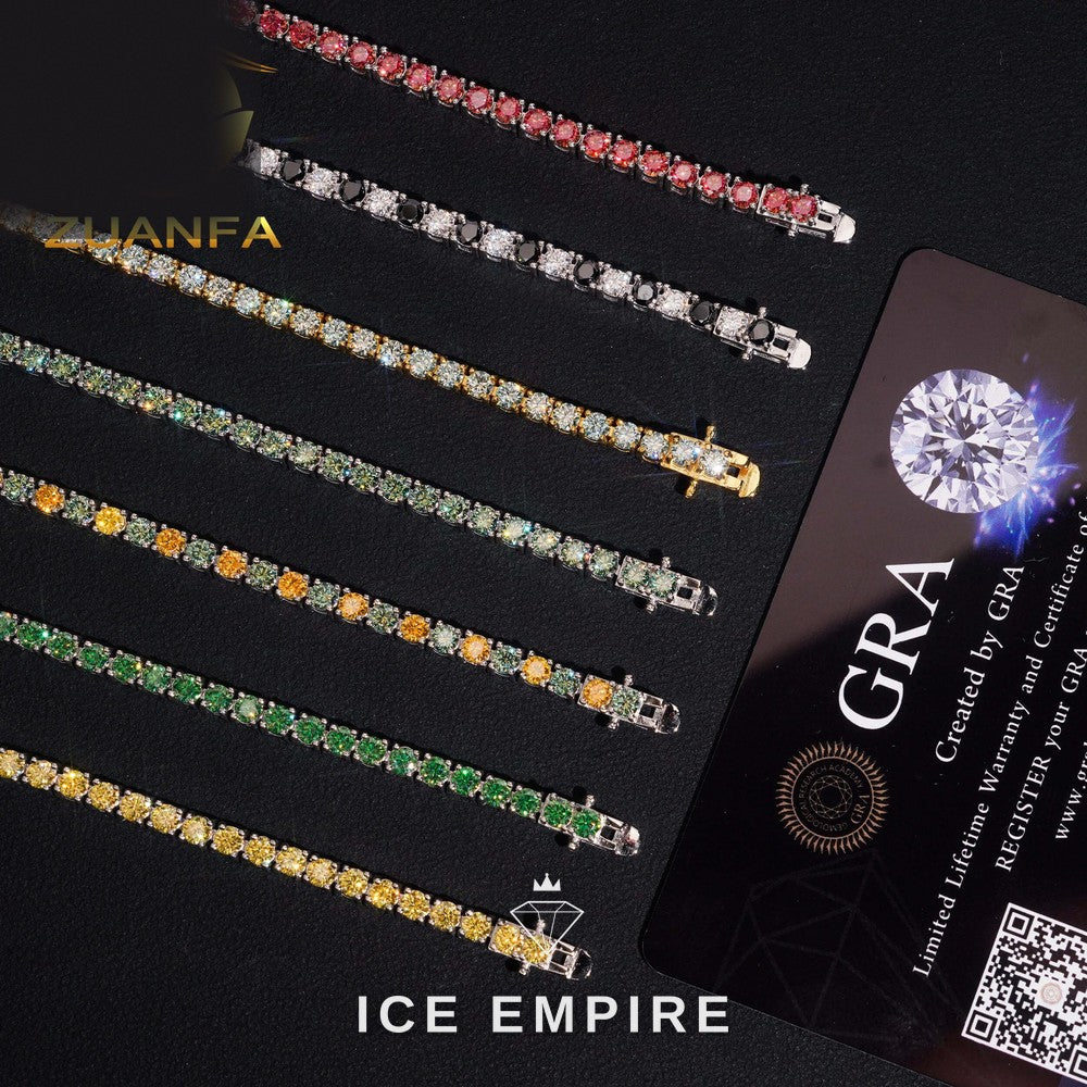 Iced Out 925 Silver Moissanite Tennis Bracelet