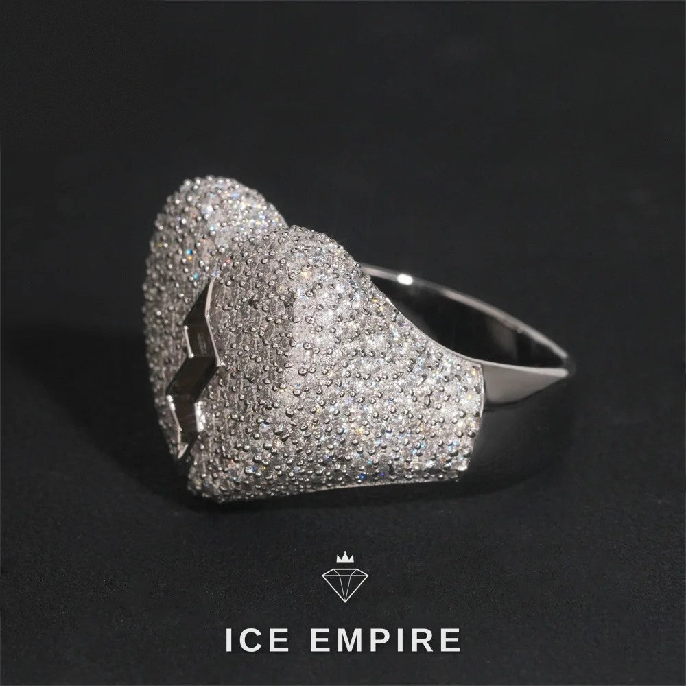 Iced Out Heart Rose Gold Plated Moissanite Ring