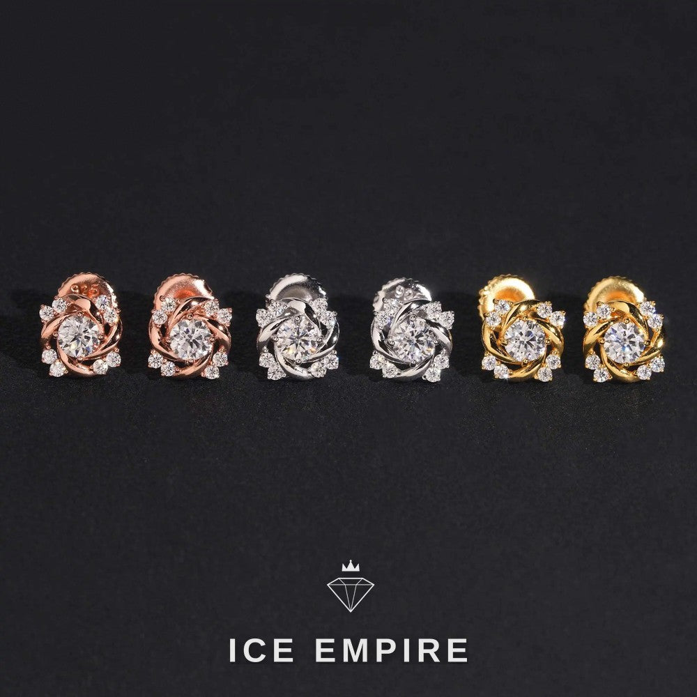 Iced Out Rose Gold Plated Moissanite Earrings