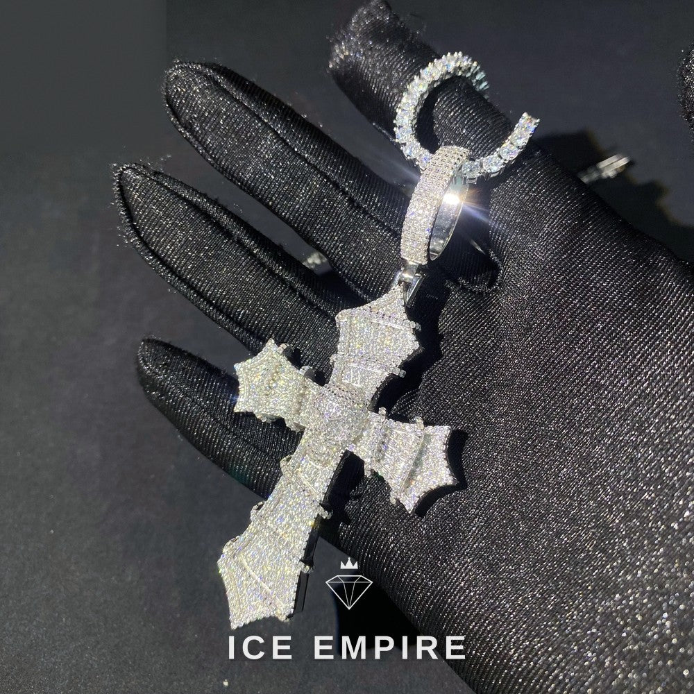 Iced Out Baguette Rose Gold Plated Moissanite Pendant