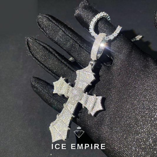 Iced Out Baguette Rose Gold Plated Moissanite Pendant
