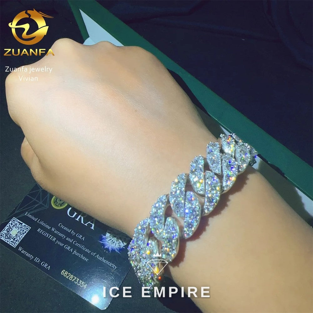 Iced Out 925 Silver Moissanite Cuban Chain