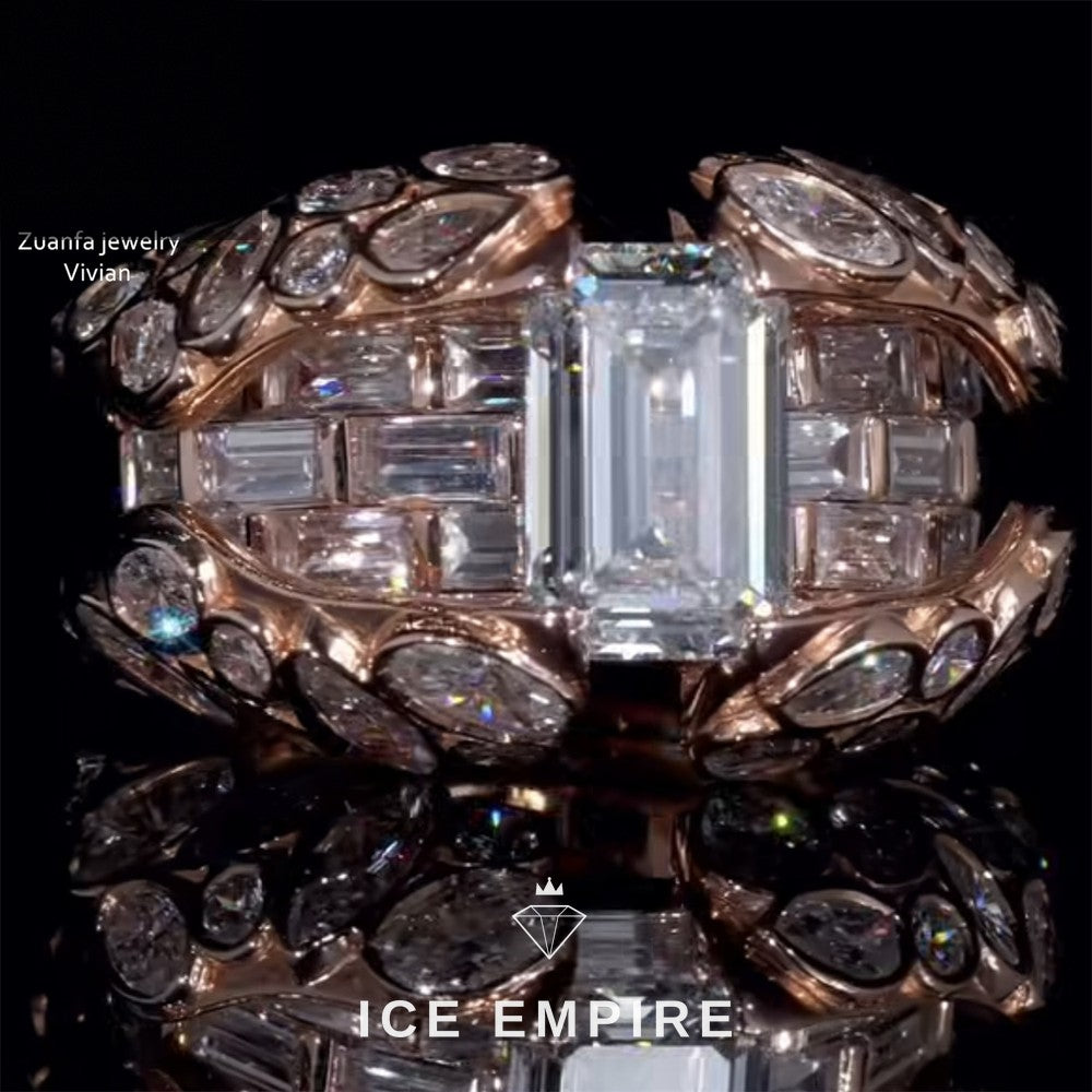 Iced Out 925 Silver Moissanite Ring