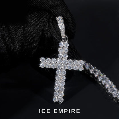 Iced Out Cross 925 Silver Pendant
