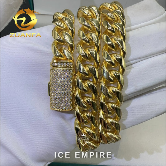Iced Out Rose Gold Plated Moissanite Cuban Chain