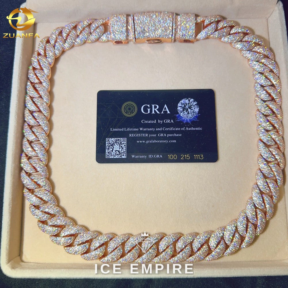 Iced Out Rose Gold Plated Moissanite Cuban Chain