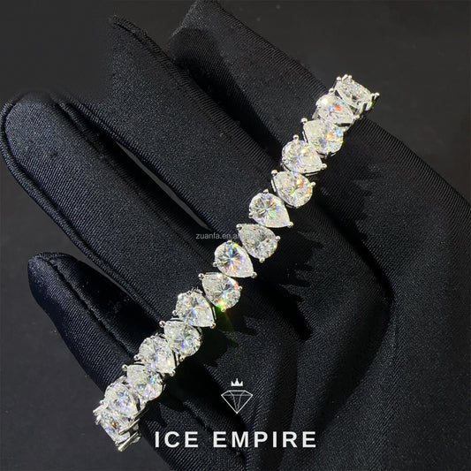 Iced Out Cluster 925 Silver Moissanite Tennis Chain