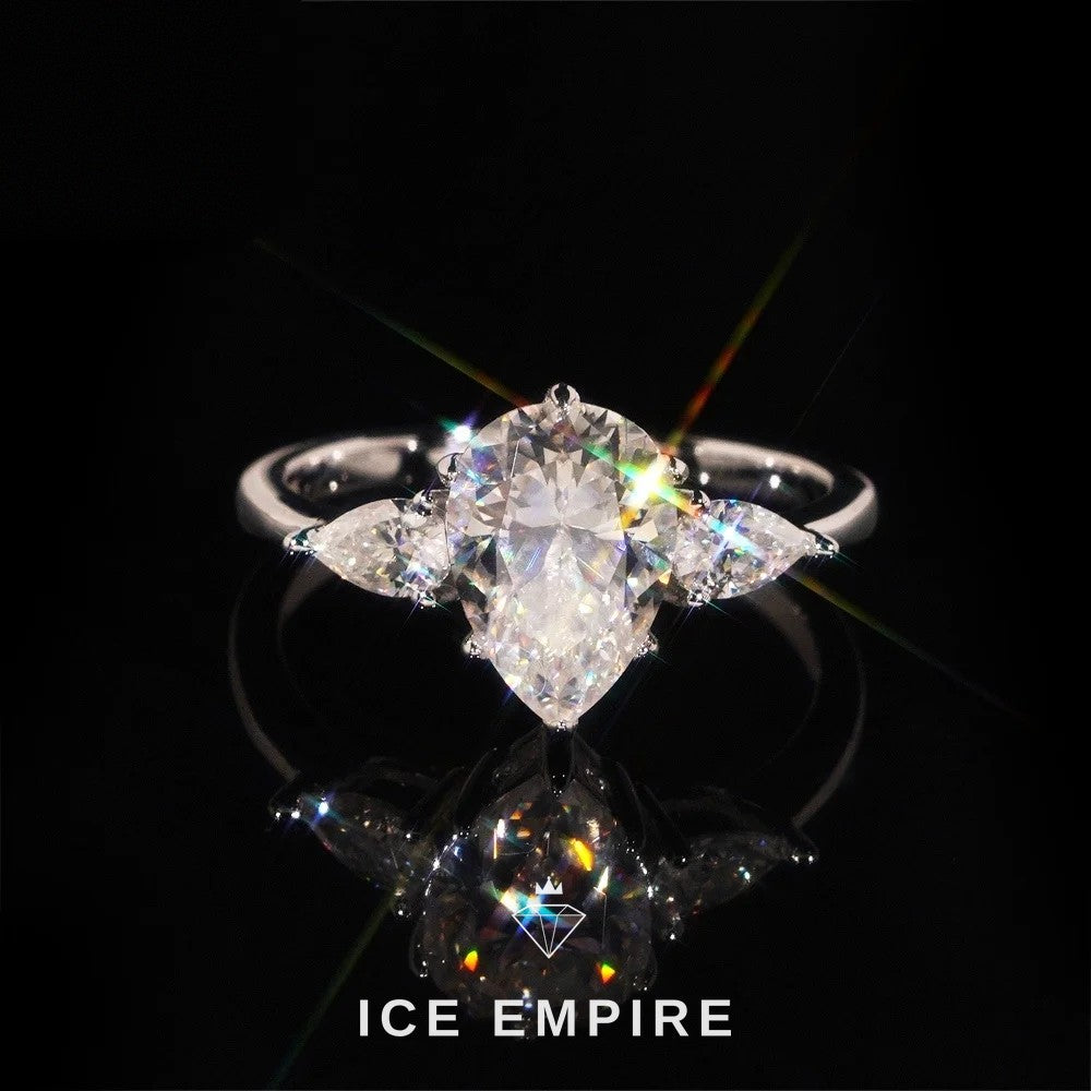 Iced Out 925 Silver Moissanite Engagement Ring