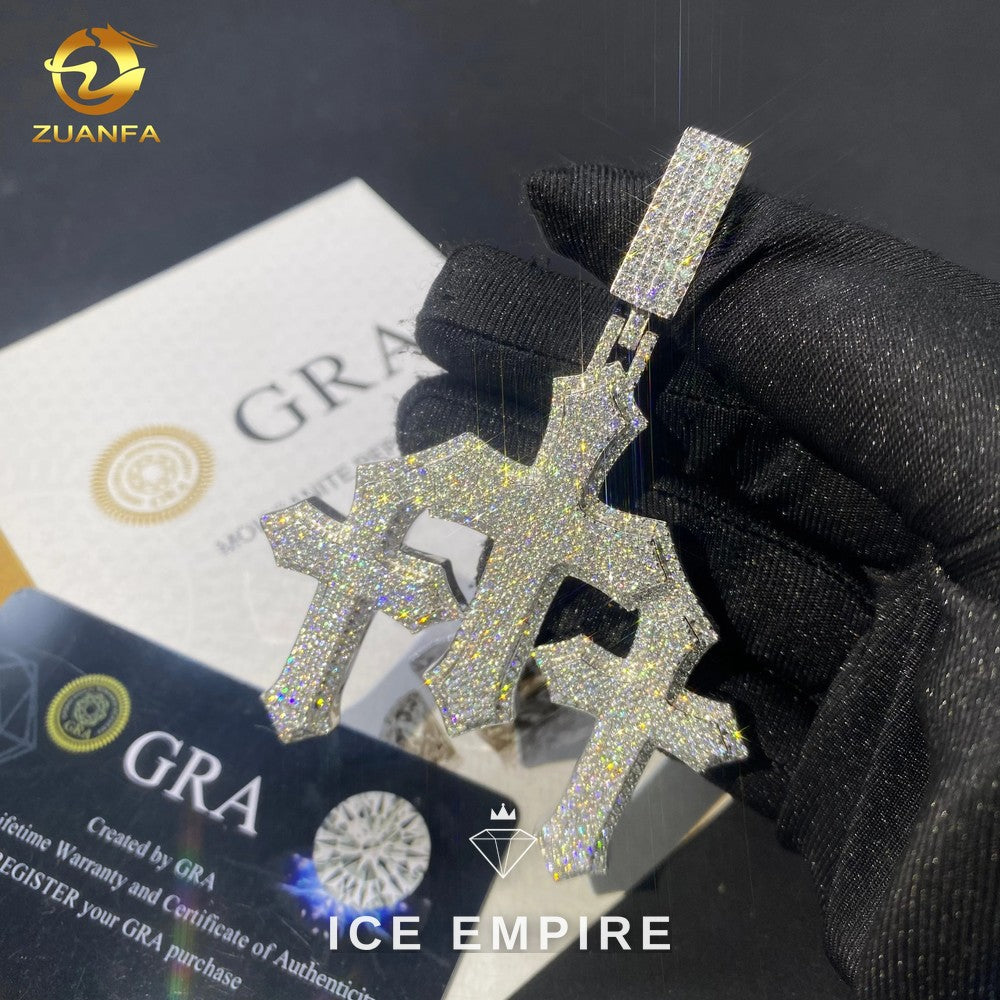 Iced Out Cross 925 Silver Pendant