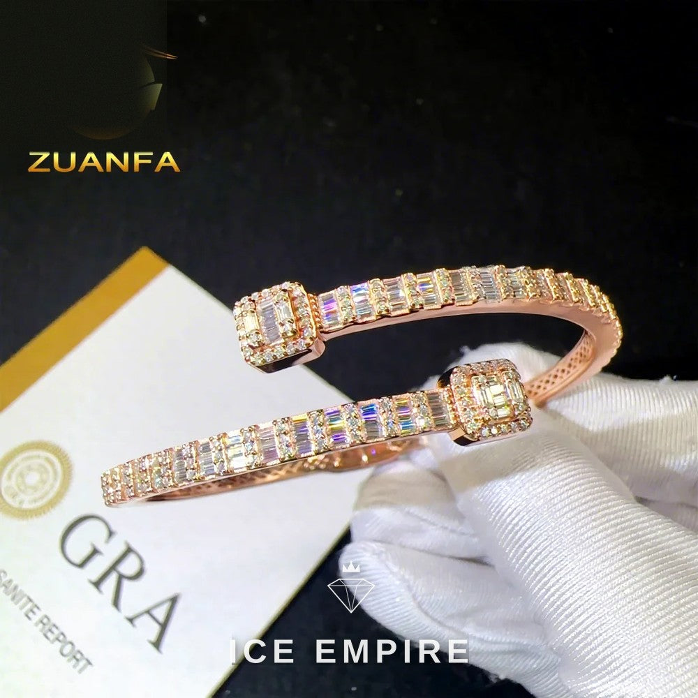 Iced Out Baguette Rose Gold Plated Moissanite Bracelet