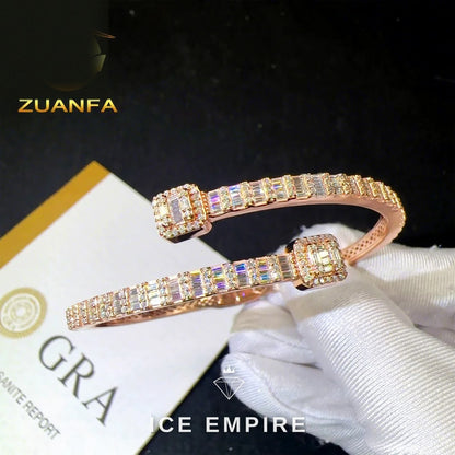 Iced Out Baguette Rose Gold Plated Moissanite Bracelet