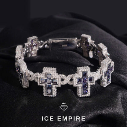 Iced Out Cross 925 Silver Moissanite Cuban Chain