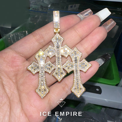 Iced Out Baguette Rose Gold Plated Moissanite Pendant