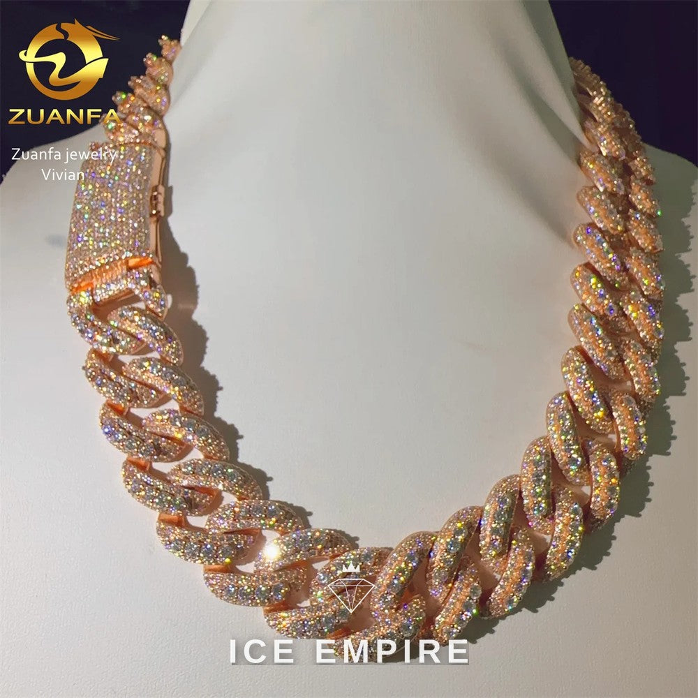 Iced Out Rose Gold Plated Moissanite Cuban Chain
