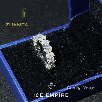 Iced Out 925 Silver Moissanite Engagement Ring