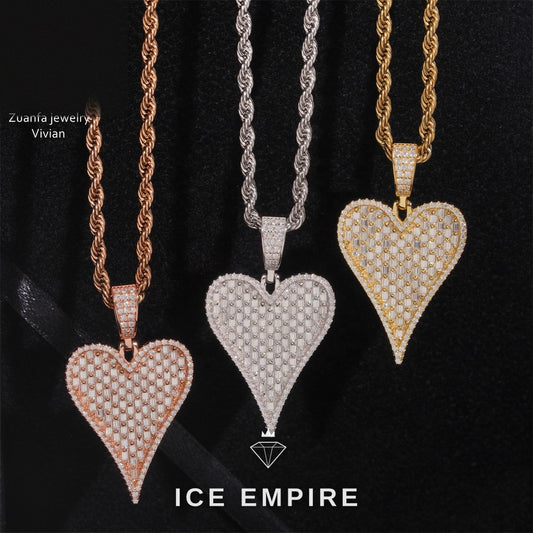 Iced Out Heart 925 Silver Moissanite Pendant