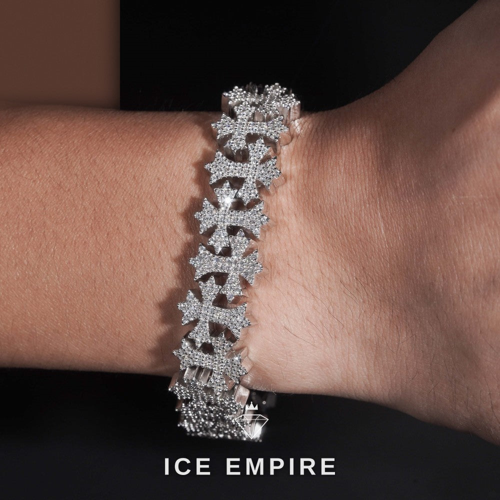 Iced Out Cross 925 Silver Moissanite Cuban Chain