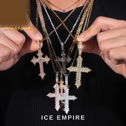 Iced Out Cross 925 Silver Pendant