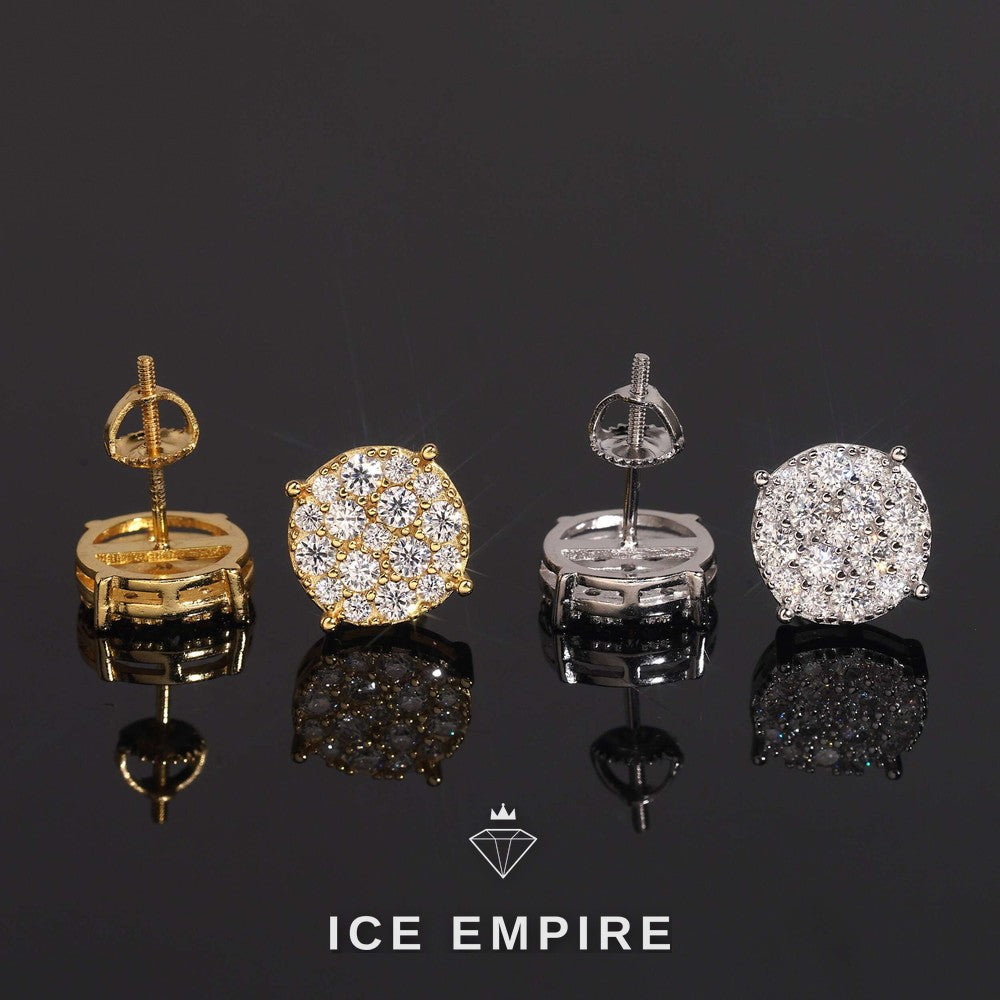 Iced Out Gold Plated Moissanite Stud Earrings