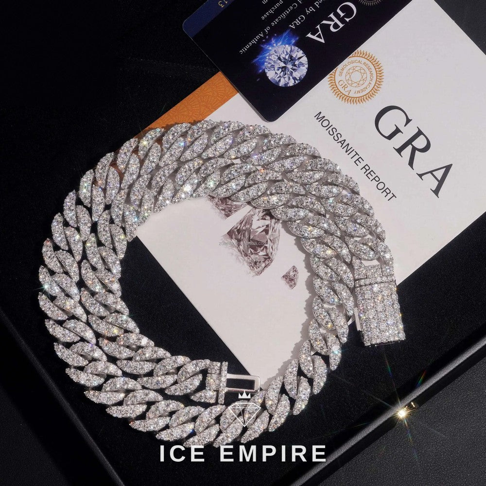 Iced Out Rose Gold Moissanite Cuban Chain