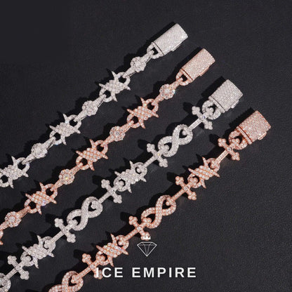 Iced Out Cross Rose Gold Plated Moissanite Tennis Bracelet