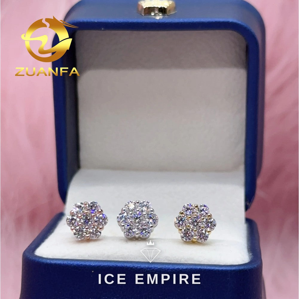Iced Out Cluster 925 Silver Moissanite Stud Earrings