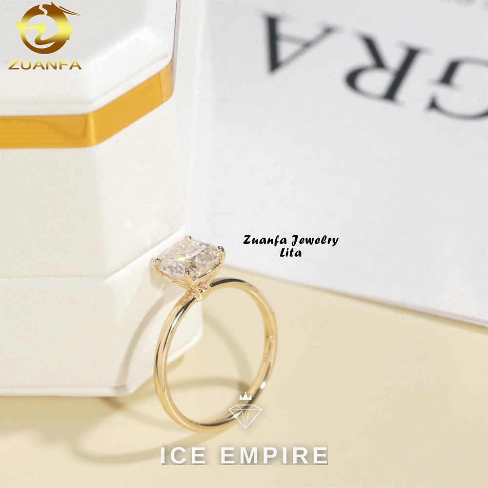 Iced Out 14K Gold Moissanite Engagement Ring