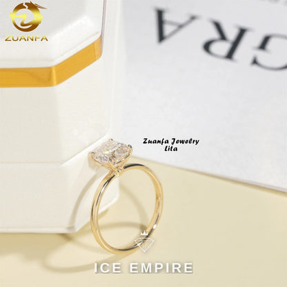Iced Out 14K Gold Moissanite Engagement Ring